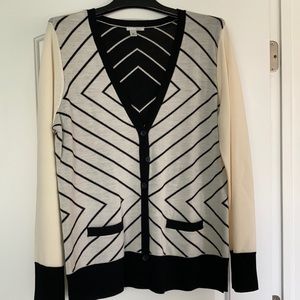 Halogen black and cream graphic cardigan